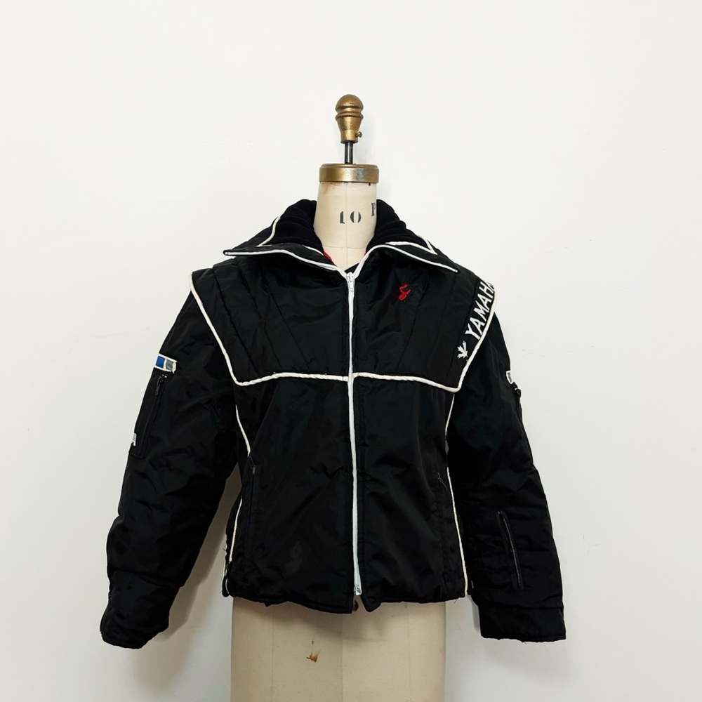 Vintage Yamaha Black Jacket with Red and White Details